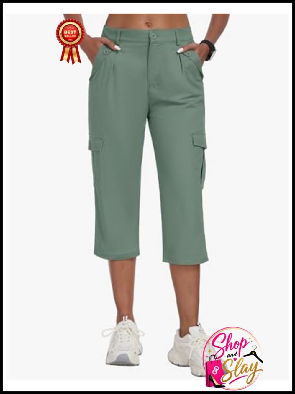 Women's Cargo Capris Lightweight Cotton Casual Hiking Pants